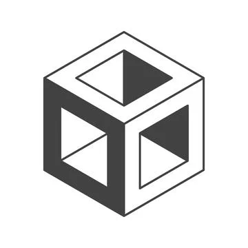 Cube logo, geometric vector design. Black and white Box logotype company, t.. Stock Illustration