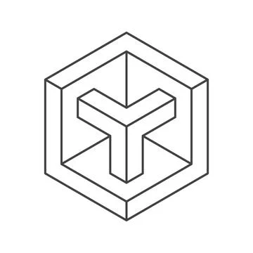 Cube logo, geometric vector design. Monochrome box logotype company, trendy.. Illustrazione stock
