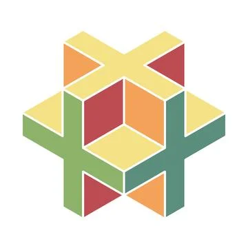 Cube logo, geometric vector design. Box logotype company, trendy techno emb.. Illustrazione stock