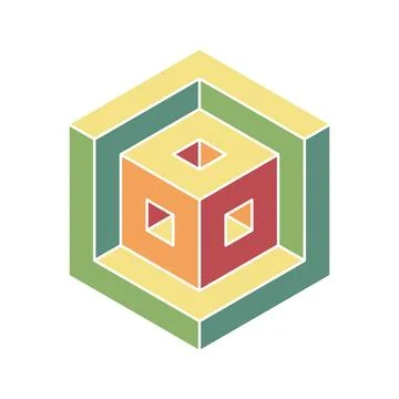 Cube logo, geometric vector design. Box logotype company, trendy techno emb.. Stock Illustration