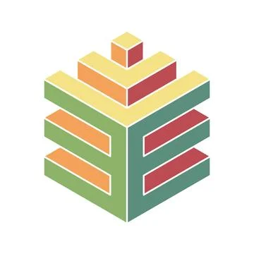 Cube logo, geometric vector design. Box logotype company, trendy techno emb.. Stock Illustration
