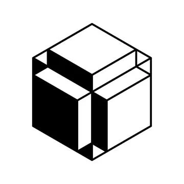 Cube logo, geometric vector design. Black and white Box logotype company, t.. Illustrazione stock