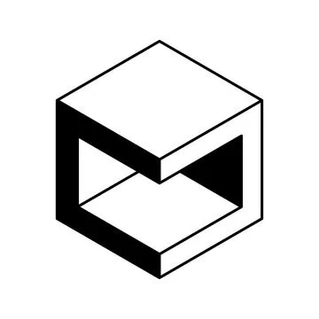 Cube logo, geometric vector design. Black and white Box logotype company, t.. Stock Illustration