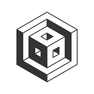 Cube logo, geometric vector design. Black and white Box logotype company, t.. Illustrazione stock