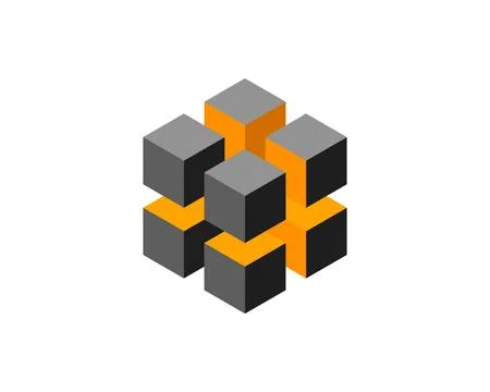 Cube logo, geometric vector design. Box logotype company, trendy technology e Stock Illustration