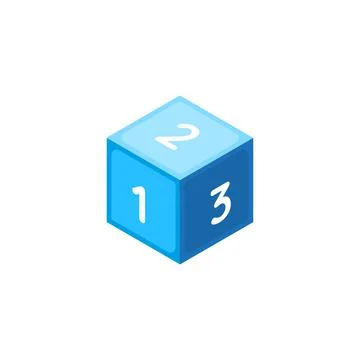 Cube Logo Template vector icon illustration design with 123 number lette. Stock Illustration