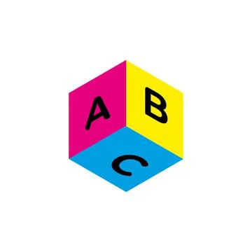 Cube Logo Template vector icon illustration design with ABC letters Stock Illustration