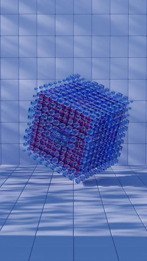 A cube with a lot of blue cubes on it Stock-Footage 309922319