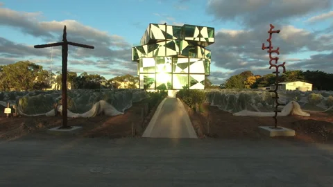 The Cube low drone shot Stock Footage 282643446