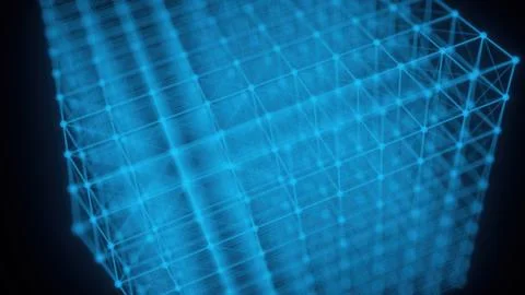 A cube made of connection points and lines Stock-Illustration