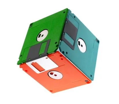 Cube made of diskettes 스톡 사진