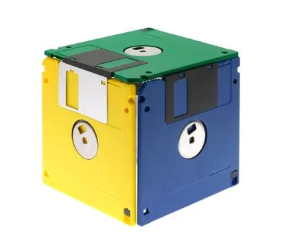 Cube made of diskettes 스톡 사진