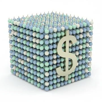 A cube made of small balls with a dollar sign on it Illustrazione stock