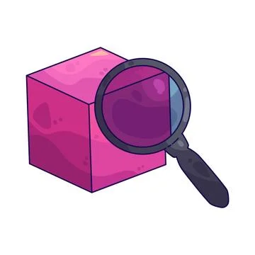 Cube with magnifying glass illustration 스톡 일러스트