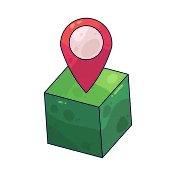 Cube with map pin illustration Stock Illustration