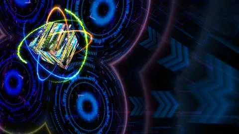Cube matrix big data ray energy and quantum futuristic technology Stock Illustration