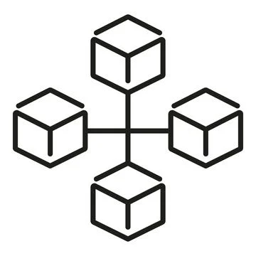 Cube matrix icon outline vector. Finance data Stock Illustration