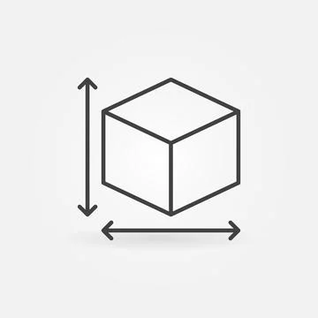 Cube Measurements vector concept linear icon or sign 스톡 일러스트