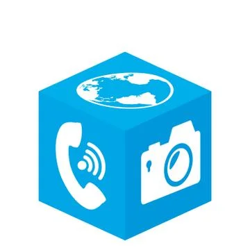 Cube with media app 스톡 일러스트