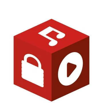 Cube with media app Illustrazione stock
