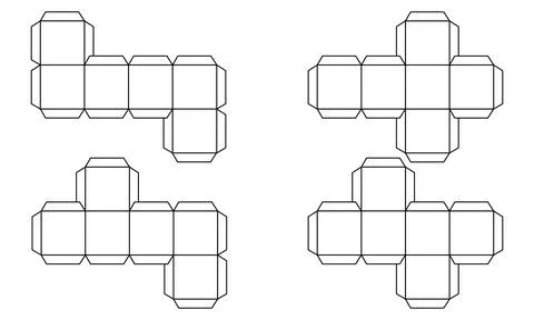 Cube mesh net pattern Illustrazione stock