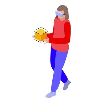 Cube metaverse icon isometric vector. Global screen tech Stock Illustration