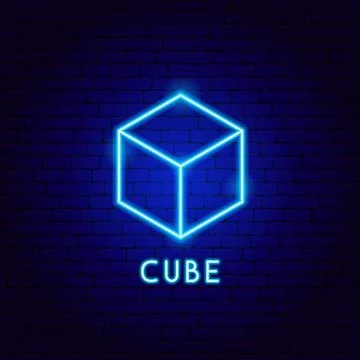 Cube Neon Label Illustrazione stock
