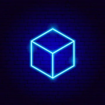 Cube Neon Sign Stock Illustration