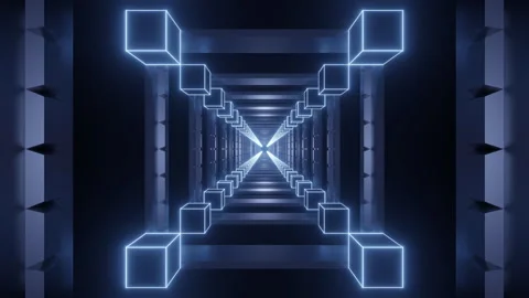 Cube Neon Tunnel Background Video stock 283010807