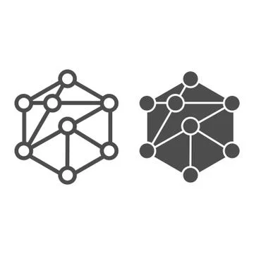 Cube network line and glyph icon. Blockchain vector illustration isolated on Stock Illustration