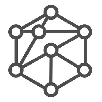 Cube network line icon. Blockchain vector illustration isolated on white. Cube Stock Illustration