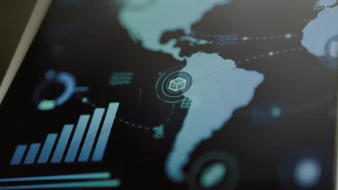 Cube node over South America beside bars Video stock 345491463