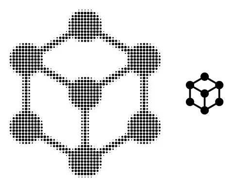 Cube Nodes Halftone Dot Icon 스톡 일러스트
