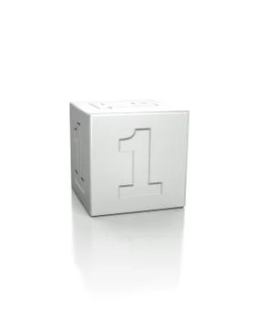 Cube with the number 1 embossed Illustrazione stock