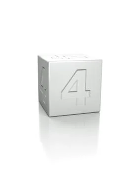 Cube with the number 4 embossed 스톡 일러스트