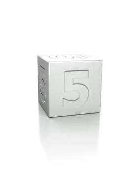 Cube with the number 5 embossed Illustrazione stock