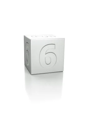 Cube with the number 6 embossed 스톡 일러스트