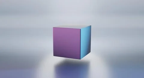 Cube or square box in gradient neon light in perspective angle view. Concept of Stock Illustration