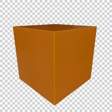 Cube orange in perspective isolated on transparent background PNG Illustrazione stock