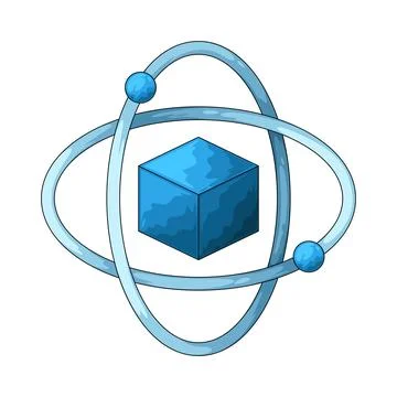 Cube with orbit arrows illustration Stock Illustration