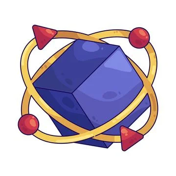 Cube with orbit arrows illustration Stock Illustration