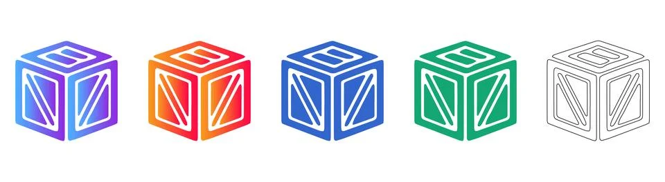 Cube package shipping box icon set Stock Illustration