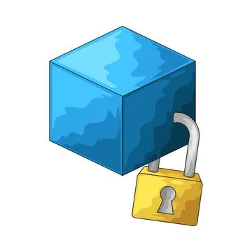 Cube with padlock illustration Stock Illustration