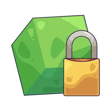 Cube with padlock illustration Stock Illustration