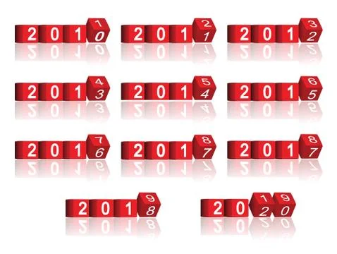 Cube passing years 2011-2020, vector Stock Illustration