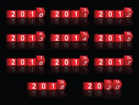 Cube passing years 2011-2020 Stock Illustration
