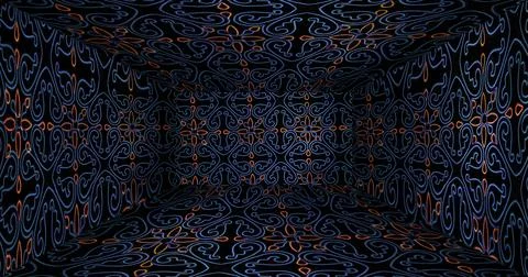 Cube Pattern, magic empty 3d box. Hypnotic, mesmerizing backdrop template. Copy Stock Photos