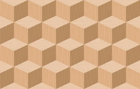 Cube Pattern Three Dimensional Wooden Cubes Seamless Background Ilustración de archivo