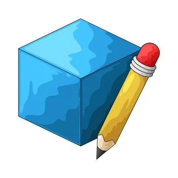 Cube with pencil illustration Stock Illustration
