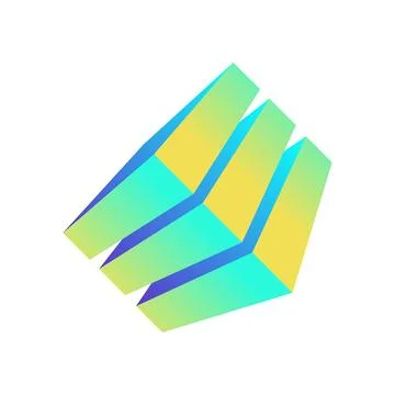 A cube in a perspective image, consisting of three elements 스톡 일러스트
